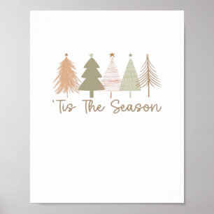 Het Is Het Seizoen Kerstbomen Whimsical Kerstmis Poster