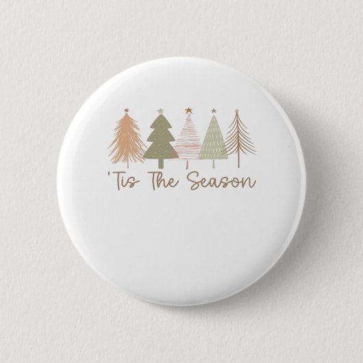Het Is Het Seizoen Kerstbomen Whimsical Kerstmis Ronde Button 5,7 Cm (Voorkant)