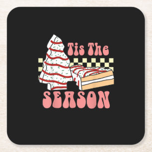 Het Is Het Seizoen Kerstboom Groovy Retro Debbie Kartonnen Onderzetters