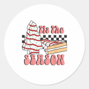 Het Is Het Seizoen Kerstboom Groovy Retro Debbie Ronde Sticker