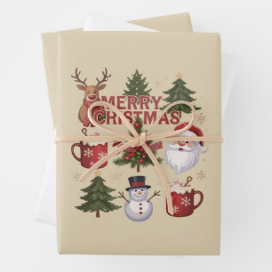 Het Is Het Seizoen Kerstboom Kerstman Latte Kerstm Inpakpapier Vel
