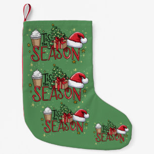 Het Is Het Seizoen Kerstboom Latte Koffie Kerstmis Kleine Kerstsok