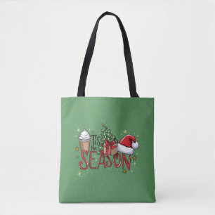 Het Is Het Seizoen Kerstboom Latte Koffie Kerstmis Tote Bag