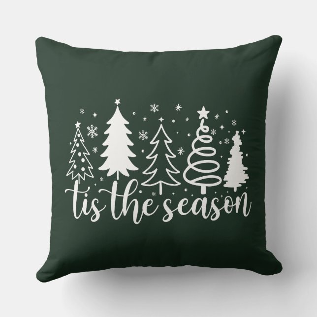 Het Is Het Seizoen Kerstboom Worp Kussen (Achterkant)