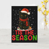 Het Is Het Seizoen Kerstman Hoed Grappige Zwarte K Kaart (Gele Bloem)