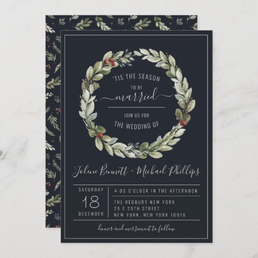 Het is het seizoen | Kerstmis Trouwkaart Uitnodigi Kaart (Voorkant / Achterkant)