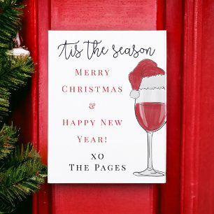 Het is het Seizoen Kerstmis / Wijn Glas Kerstmanne Briefkaart