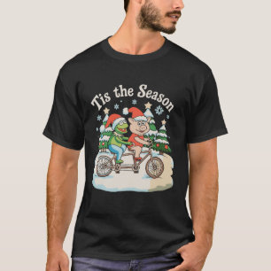 Het Is Het Seizoen Kikker Pad Fiets Kerstman Kerst T-shirt