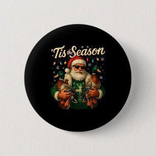 Het Is Het Seizoen Koele Kerstman Eend Kerstontwer Ronde Button 5,7 Cm