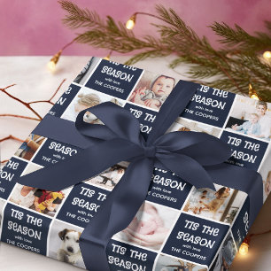 Het Is Het Seizoen Leuk Foto Raster Kerstcadeau Cadeaupapier