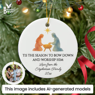 HET IS HET SEIZOEN Moderne familiefoto Kerstmis Keramisch Ornament