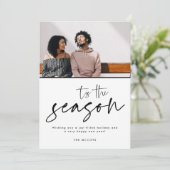 Het is het Seizoen Moderne Foto Kerstmis Feestdagenkaart (Staand voorkant)