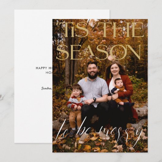 Het Is Het Seizoen Moderne Typografie Kerst Foto Feestdagenkaart (Voorkant / Achterkant)