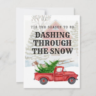 Het is het seizoen om door de sneeuw te jagen feestdagenkaart
