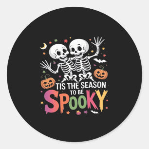 Het Is Het Seizoen Om Een Enge Dansende Skelet Hal Ronde Sticker