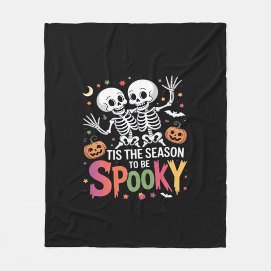 Het Is Het Seizoen Om Een Griezelig Dansend Skelet Fleece Deken (Voorkant)