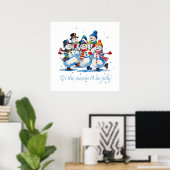 Het is het seizoen om vrolijke dansende sneeuwmann poster (Thuiskantoor)