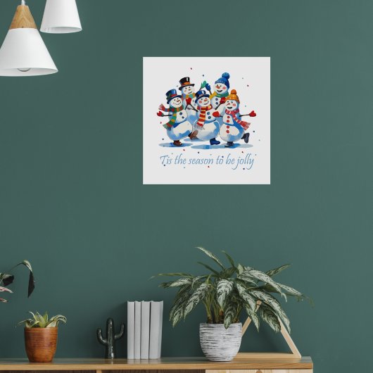 Het is het seizoen om vrolijke dansende sneeuwmann poster (Woonkamer 1)
