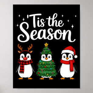 Het Is Het Seizoen Pinguïn Kerstman Lange Mouwen Poster