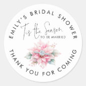 Het is het Seizoen Poinsettia Bruidsfeest Bedankt Ronde Sticker (Voorkant)