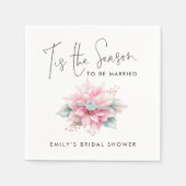 Het is het Seizoen Poinsettia Kerst Bruidsdouche Servet (Voorkant)