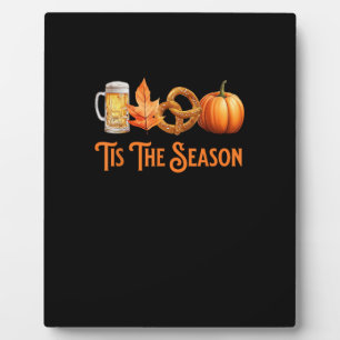 Het Is Het Seizoen Pompoen Bier Brezel Herfst Grap Fotoplaat