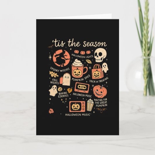 Het Is Het Seizoen Pompoen Bladeren Herfst Hallowe Kaart (Voorkant)
