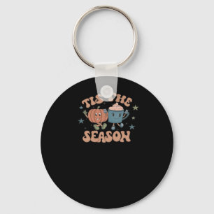 Het Is Het Seizoen Pompoen Herfst Koffie Retro Sleutelhanger
