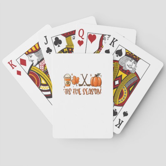 Het Is Het Seizoen Pompoen Latte Herfstbladeren Th Pokerkaarten (Achterkant)