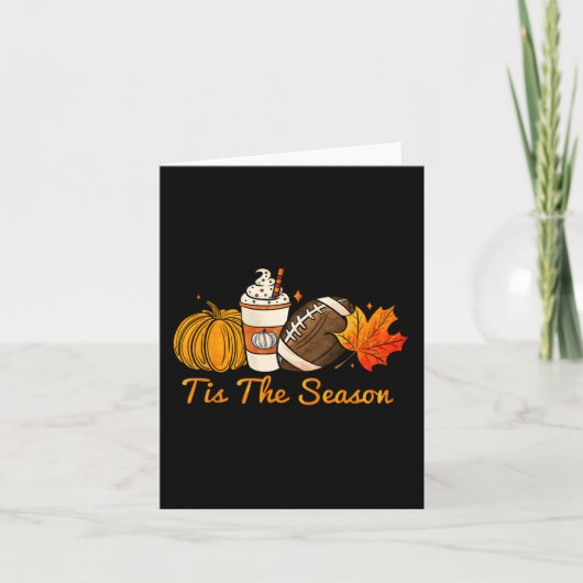 Het Is Het Seizoen Pompoenblad Latte Herfst Dankda Kaart (Voorkant)
