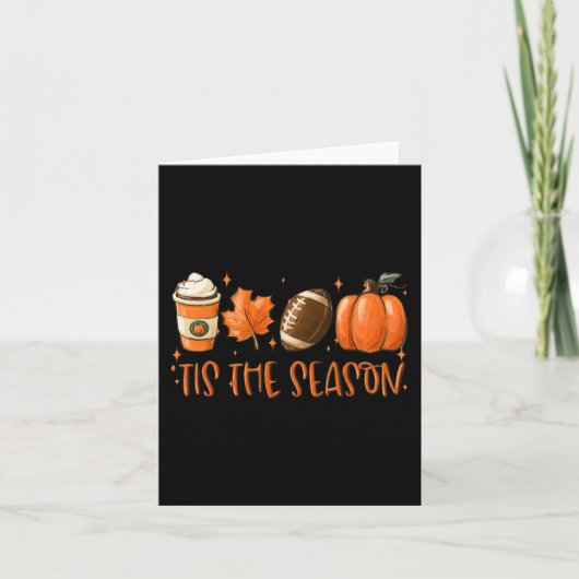 Het Is Het Seizoen Pompoenblad Latte Herfst Dankda Kaart (Voorkant)