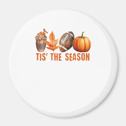 Het Is Het Seizoen Pompoenblad Latte Herfst Dankda Magneet (Voorkant)