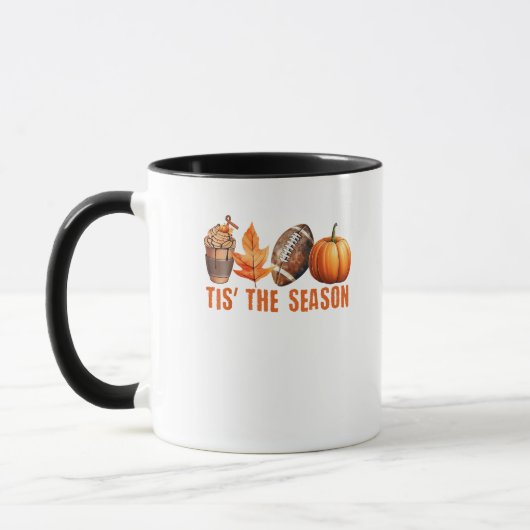 Het Is Het Seizoen Pompoenblad Latte Herfst Dankda Mok (Links)