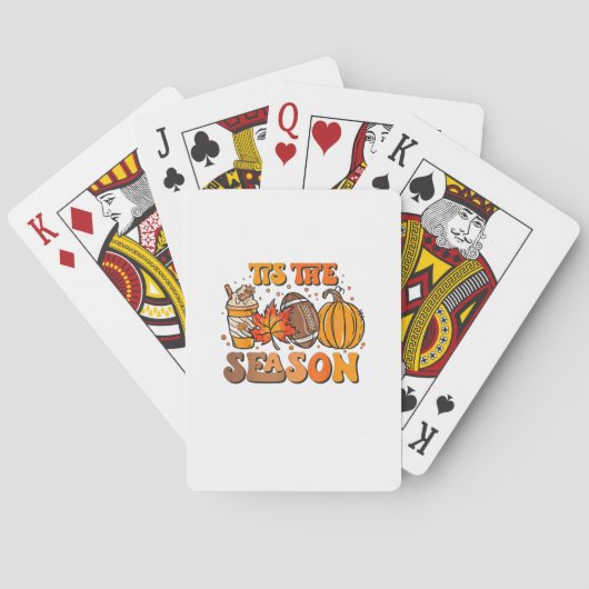Het Is Het Seizoen Pompoenblad Latte Herfst Esthet Pokerkaarten (Achterkant)