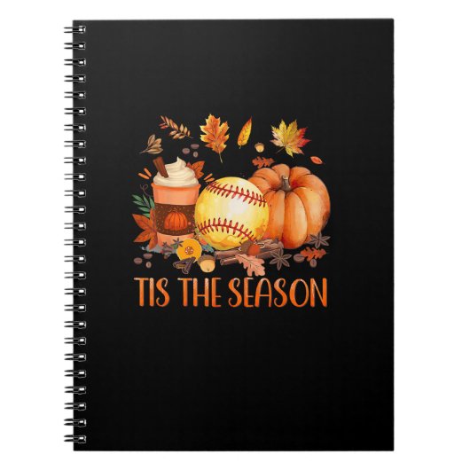 Het Is Het Seizoen Pompoenblad Latte Herfst Softba Notitieboek (Voorkant)