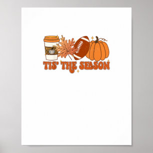 Het Is Het Seizoen Pompoenblad Thanksgiving Voetba Poster