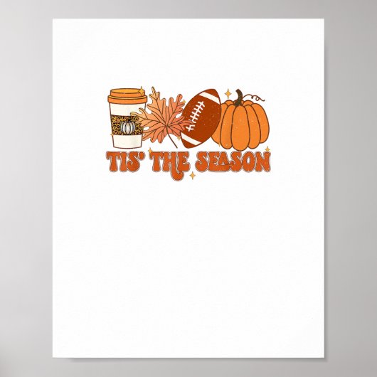 Het Is Het Seizoen Pompoenblad Thanksgiving Voetba Poster (Voorkant)