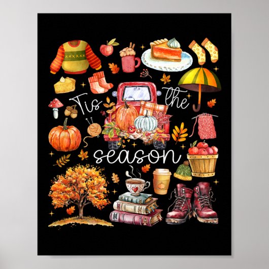 Het Is Het Seizoen Pompoenbladeren Herfst Poster (Voorkant)