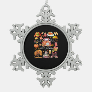 Het Is Het Seizoen Pompoenbladeren Herfst Tin Sneeuwvlok Ornament