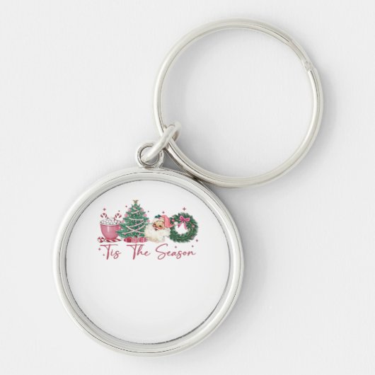 Het Is Het Seizoen Prettig Kerstmis Schattig Kerst Sleutelhanger (Voorkant)