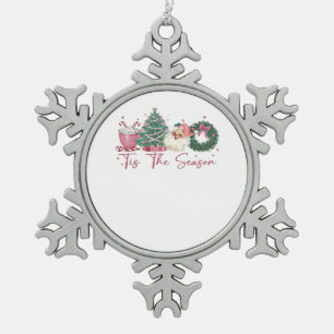 Het Is Het Seizoen Prettig Kerstmis Schattig Kerst Tin Sneeuwvlok Ornament
