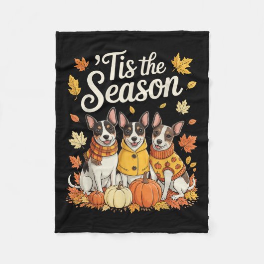Het Is Het Seizoen Rat Terrier Herfst Herfst Pompo Fleece Deken (Voorkant)