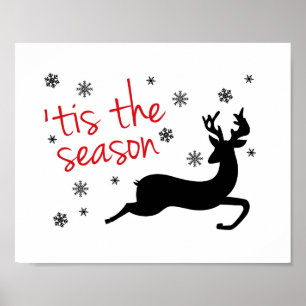 Het Is Het Seizoen Rendier Silhouet Kerstmis Poster