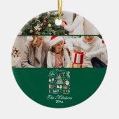 Het Is Het Seizoen Retro Groene Kerst Keramisch Ornament (Voorkant)