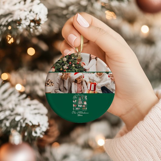 Het Is Het Seizoen Retro Groene Kerst Keramisch Ornament