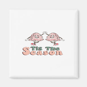 Het Is Het Seizoen Retro Groovy Kerstmis Vintage C Magneet