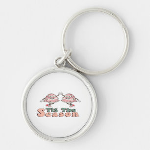 Het Is Het Seizoen Retro Groovy Kerstmis Vintage C Sleutelhanger