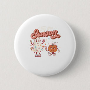 Het Is Het Seizoen Retro Halloween Feest Grappige Ronde Button 5,7 Cm