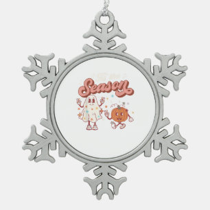 Het Is Het Seizoen Retro Halloween Feest Grappige Tin Sneeuwvlok Ornament