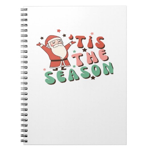 Het Is Het Seizoen Retro Kerstman Notitieboek (Voorkant)